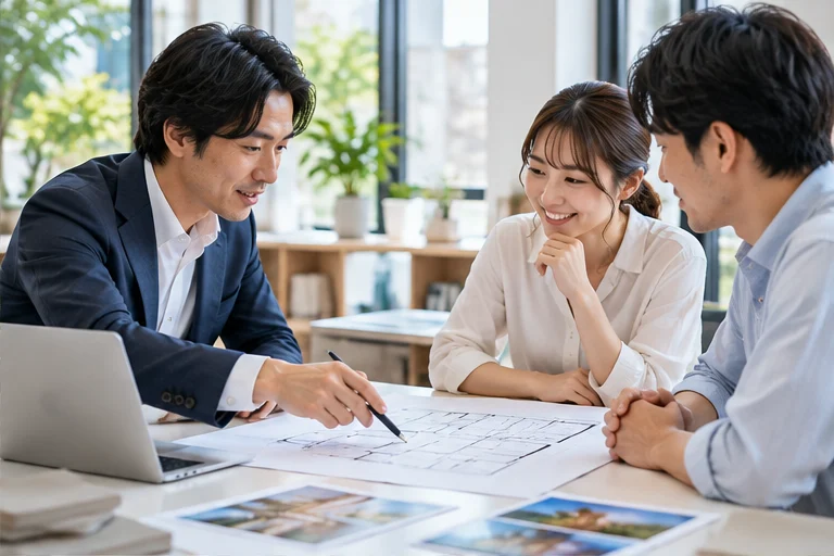 建築提案を相談する様子